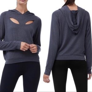 Good American Petal Cutout Hoodie Grey Size Small